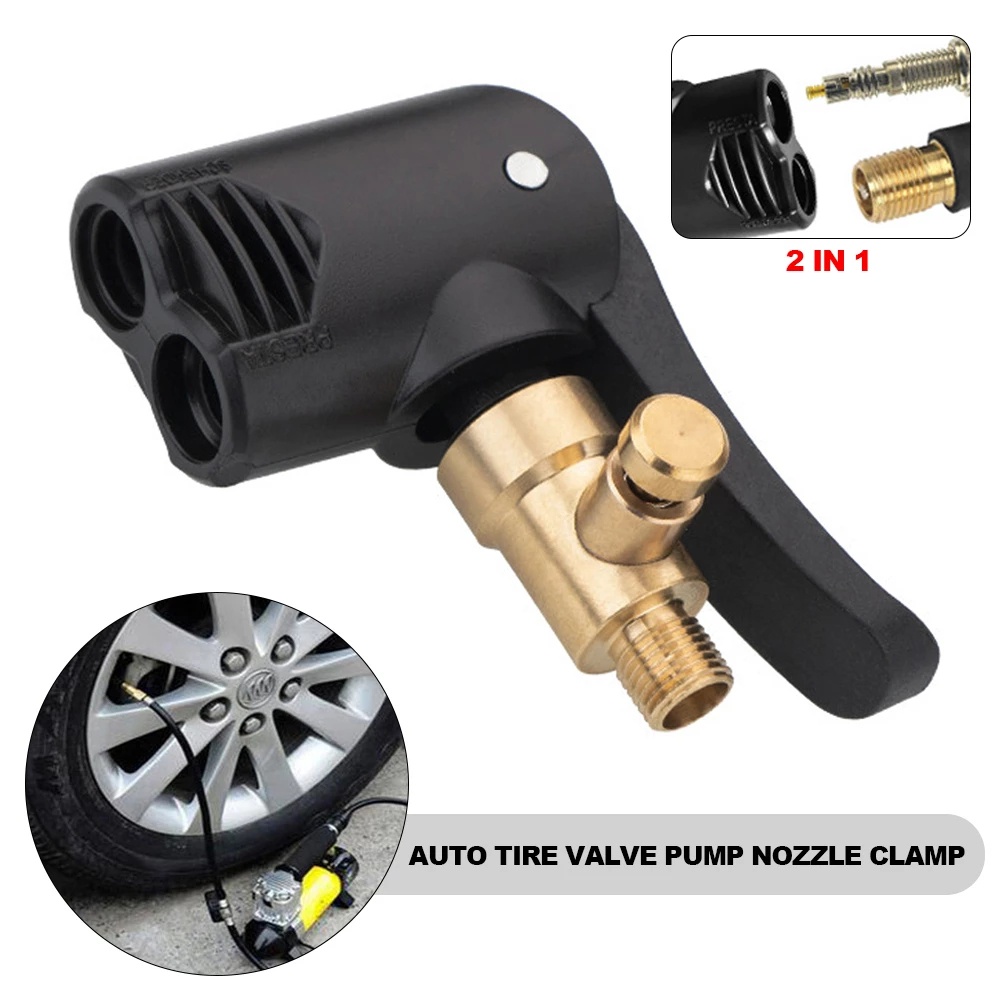 Autopeças Pneus Universal Válvula Bomba De Clipe Ar De Latão 2-Em-1 Automóvel Pneumático Mandril Inflação Conector