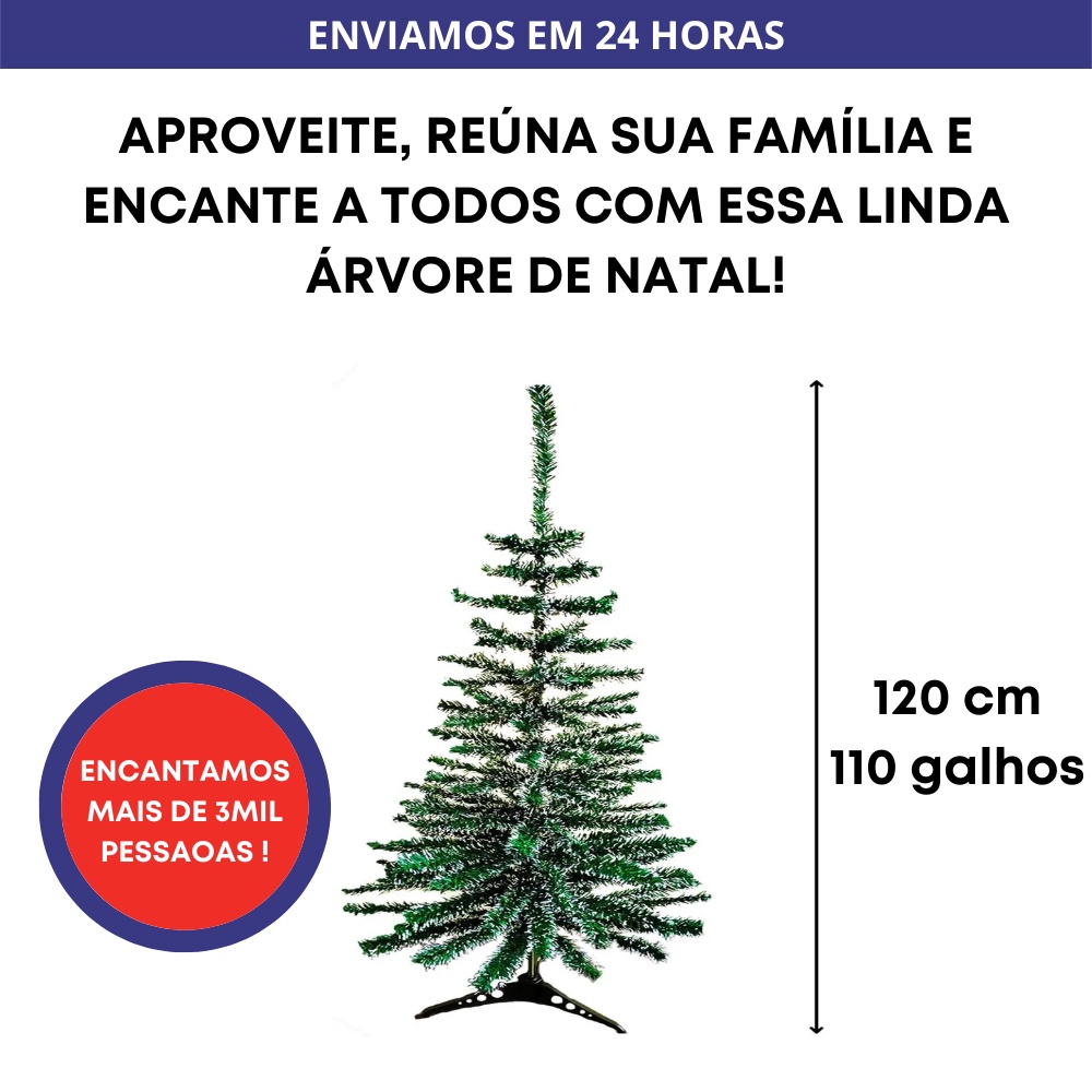 Árvore Pinheiro De Natal Luxo Verde Nevada 1,20 m 110 Galhos | Shopee Brasil