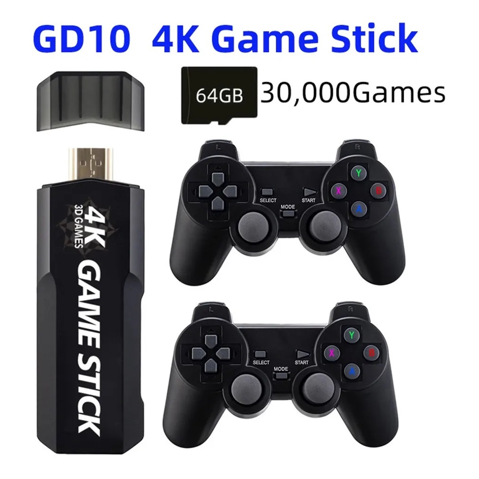 Video Game Stick 4k GD10 retro portatil Original 64G 30.000 Jogos + 2 Controles a Pronta Entrega