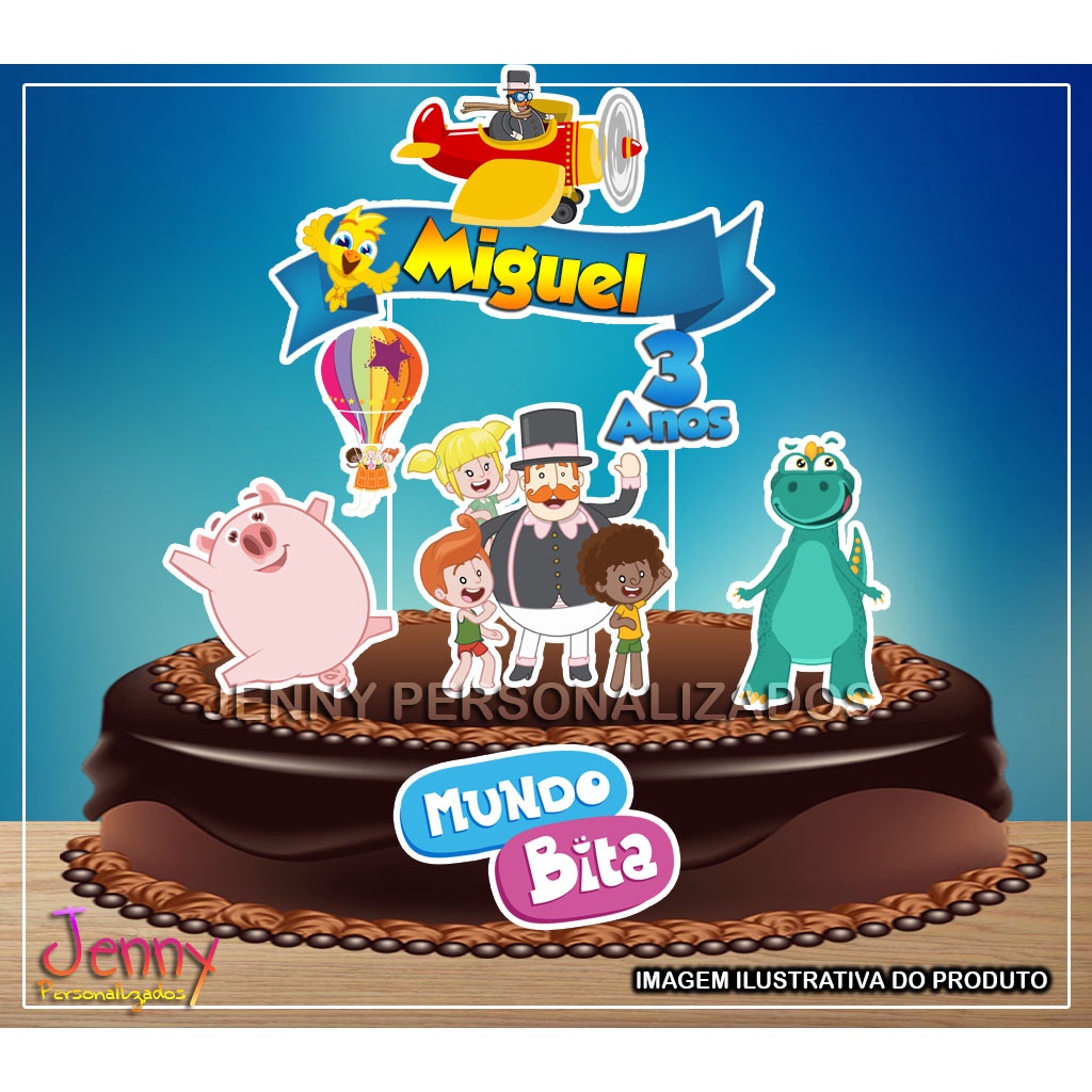 topo topper de bolo personalizado Mundo Bita 2