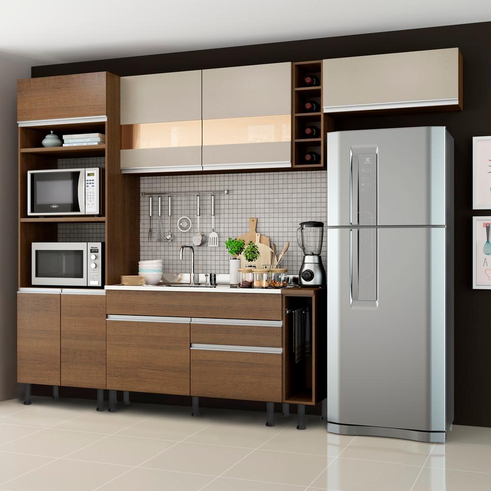 Cozinha Completa Madesa Safira com Armário e Balcão (Sem Tampo e Pia) - Rustic/Crema em Oferta na Shopee