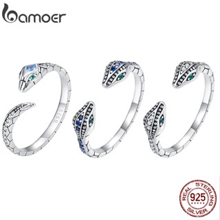 Bamoer 925 Prata Clássico Anel De Abertura Em Forma De Cobra De Joias Da Moda Para Mulheres