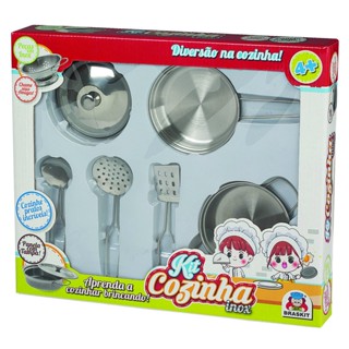 Kit Cozinha Infantil Em Inox Panela 5 Pecas - Braskit em Oferta na Shopee