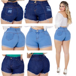 KIT 3 SHORTS JEAN CINTURA ALTA ANNITA BERMUDA