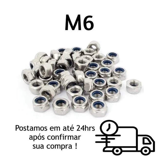 Porca Autotravante M6 Baixa ( Parlock ) Zincada Branca