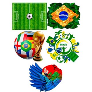 Jogo Americano Copa do Mundo Brasil Sousplat Impermeável Mesa Posta Jantar Decoração