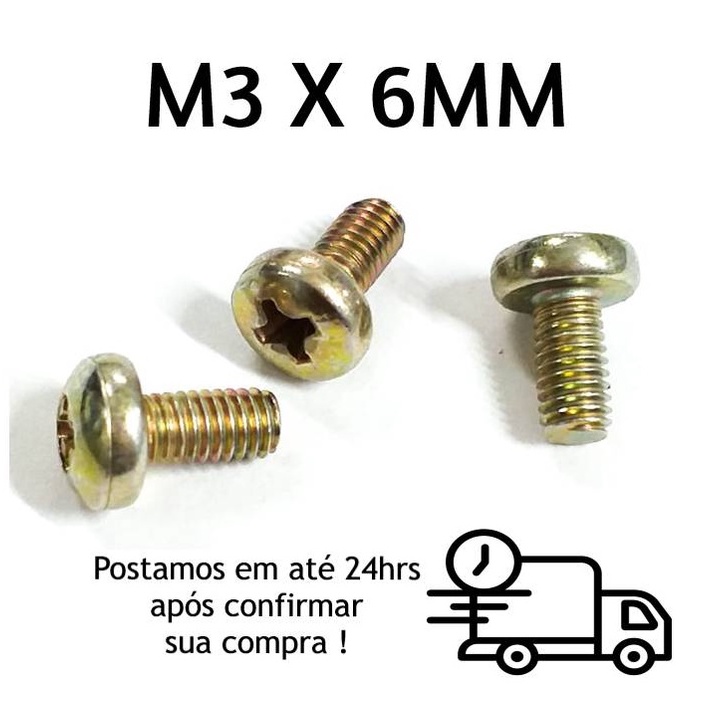 20 Peças Parafuso Máquina Panela Phillips M3 X 6mm