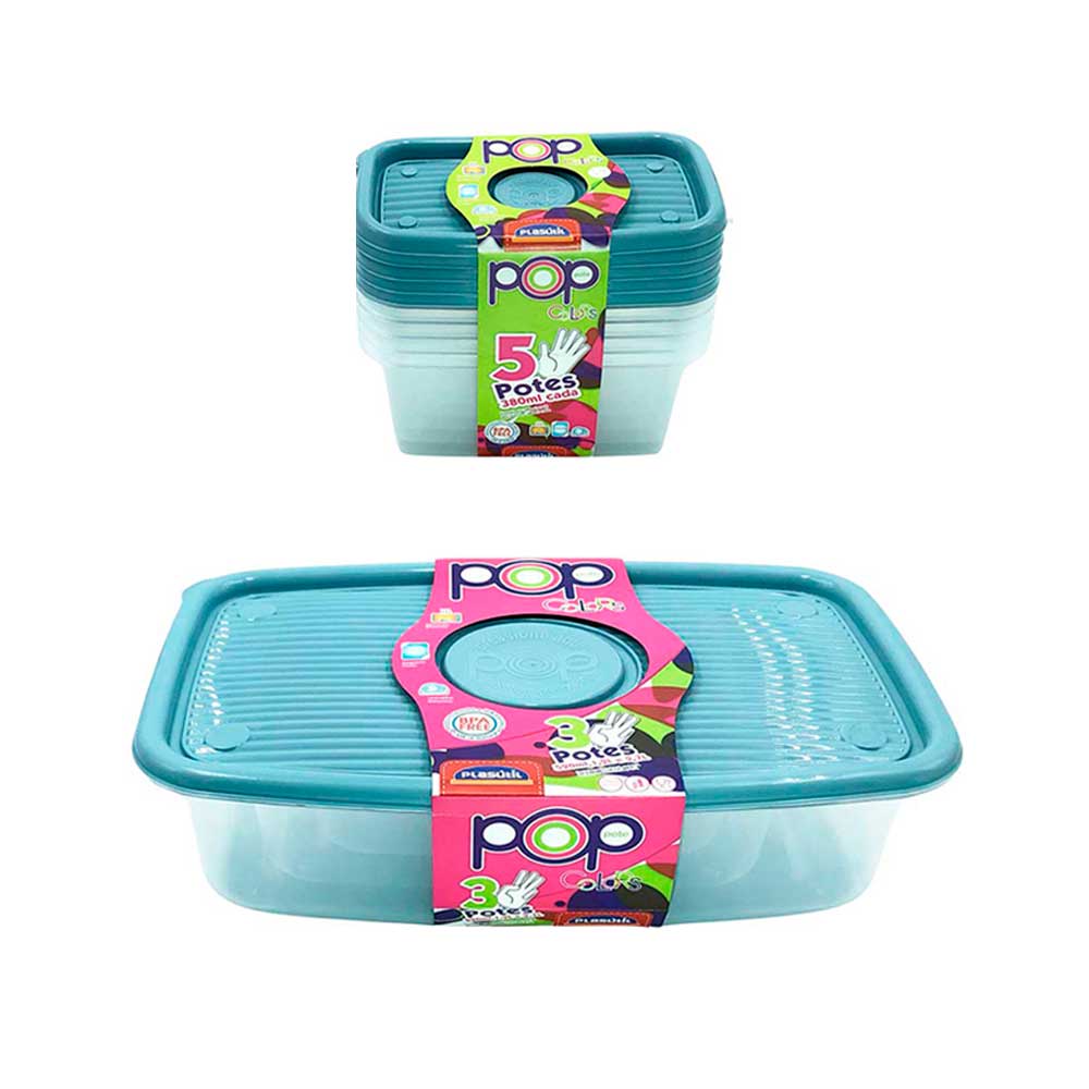 Conjunto 8 potes com tampa microondas geladeira congelador freezer marmita fitness vasilha comida frutas alimentos mantimentos tapauer tapuer tapoer
