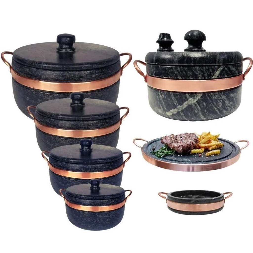 Jogo De Panelas De Pedra Sabão Completo 7 Peças An-08 (Pressão 1.5) em Oferta na Shopee
