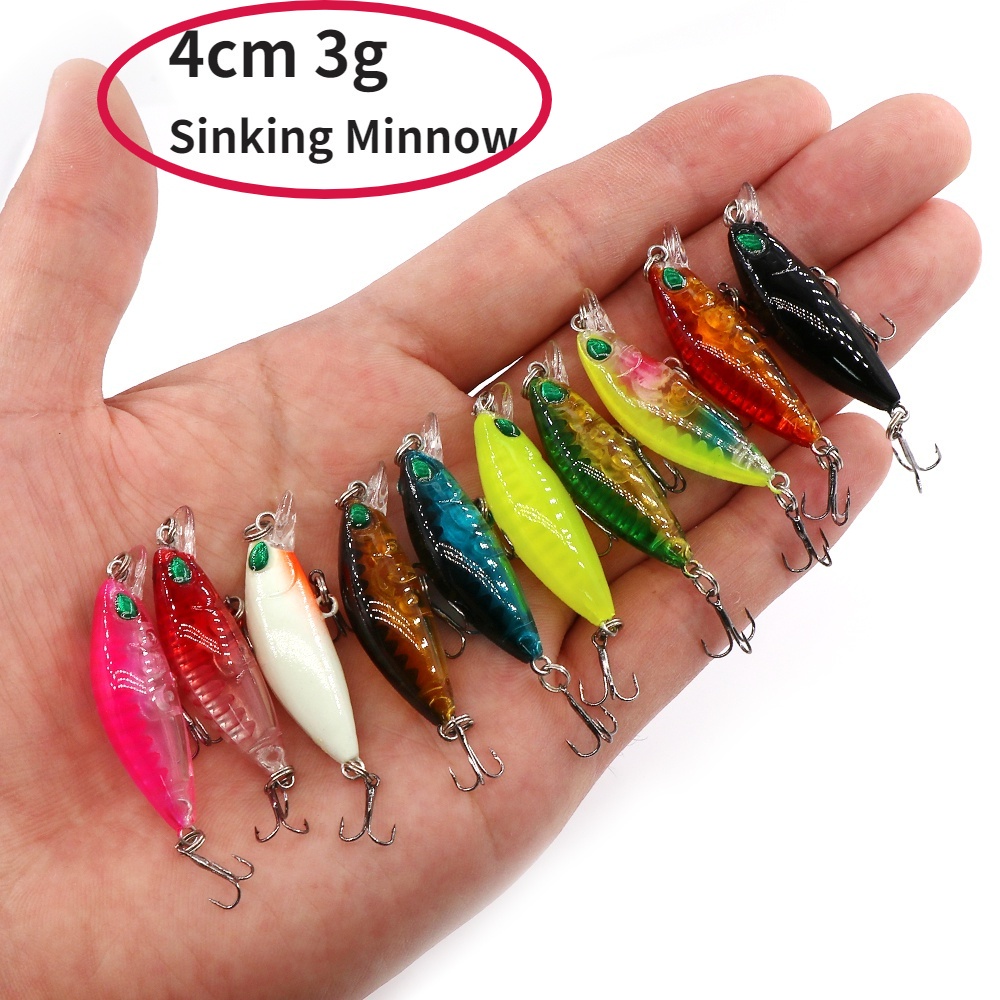 Isca Artificial Dura 4cm 3g Mini Afundando De Minhoca 3D Olhos Crankbait Wobblers Tackle Fishing Gear em Oferta na Shopee