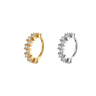 Piercing Argola Aço Cirúrgico Segmento Articulado Quadrado Zircônias Cravejadas | Septril, Rook, Conch, Nariz