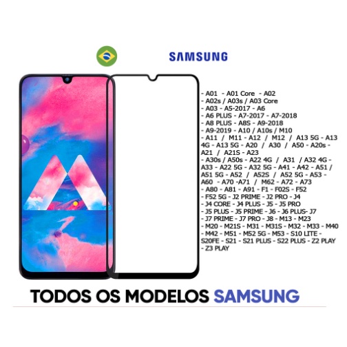 Películas De 3D Vidro Samsung Galaxy A10 / A10S / A11 / A12 / A13 / A14 /A22 4G/ A24 /A25/A34/A53/A54/ A73 5G