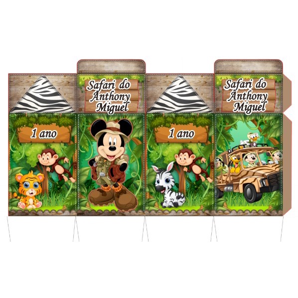 30 caixas personalizadas tema safari do mickey