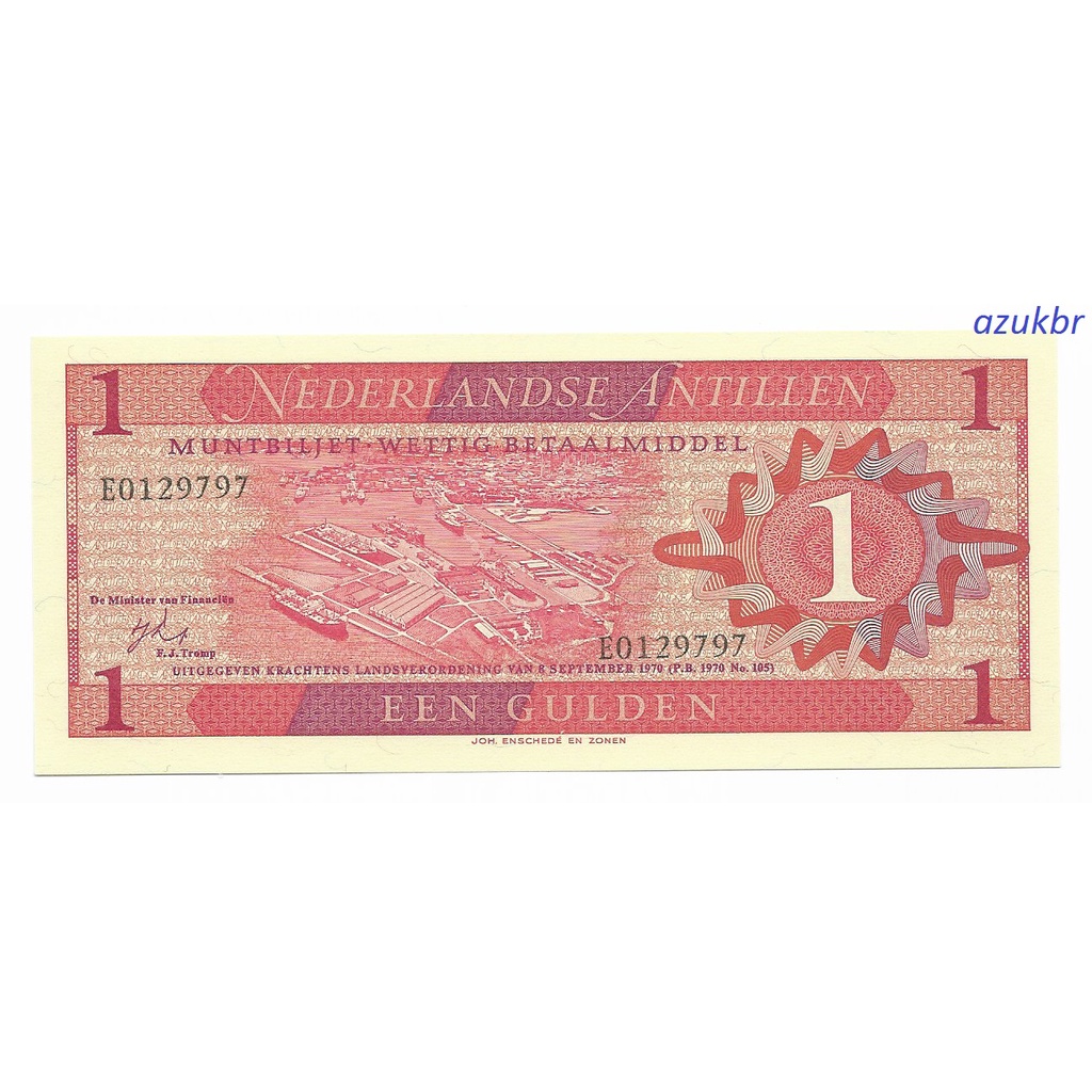 * CÉDULA DAS ANTILHAS HOLANDESAS - 1 GULDEN 8-9-1970 - P20 FE *