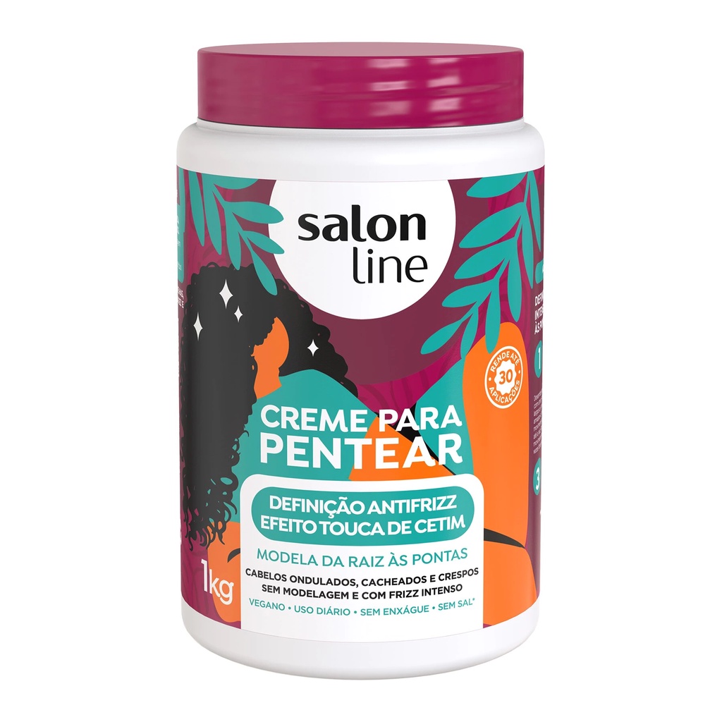 Creme De Pentear Salon Line Definição Antifrizz Efeito Touca De Cetim 1kg R$ 21,88
