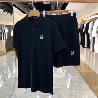 kit premium grife blusa Camiseta polo Masculina De Couro Com Meia Manga Para Verão