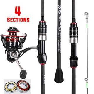 Sougayilang Kit De Carretel De Vara De Pesca Giratória 2.1m 4 Seções Fibra De Carbono UltraLight Com 5.2 : 1 Relação Equipamento Max Drag 10kg em Oferta na Shopee