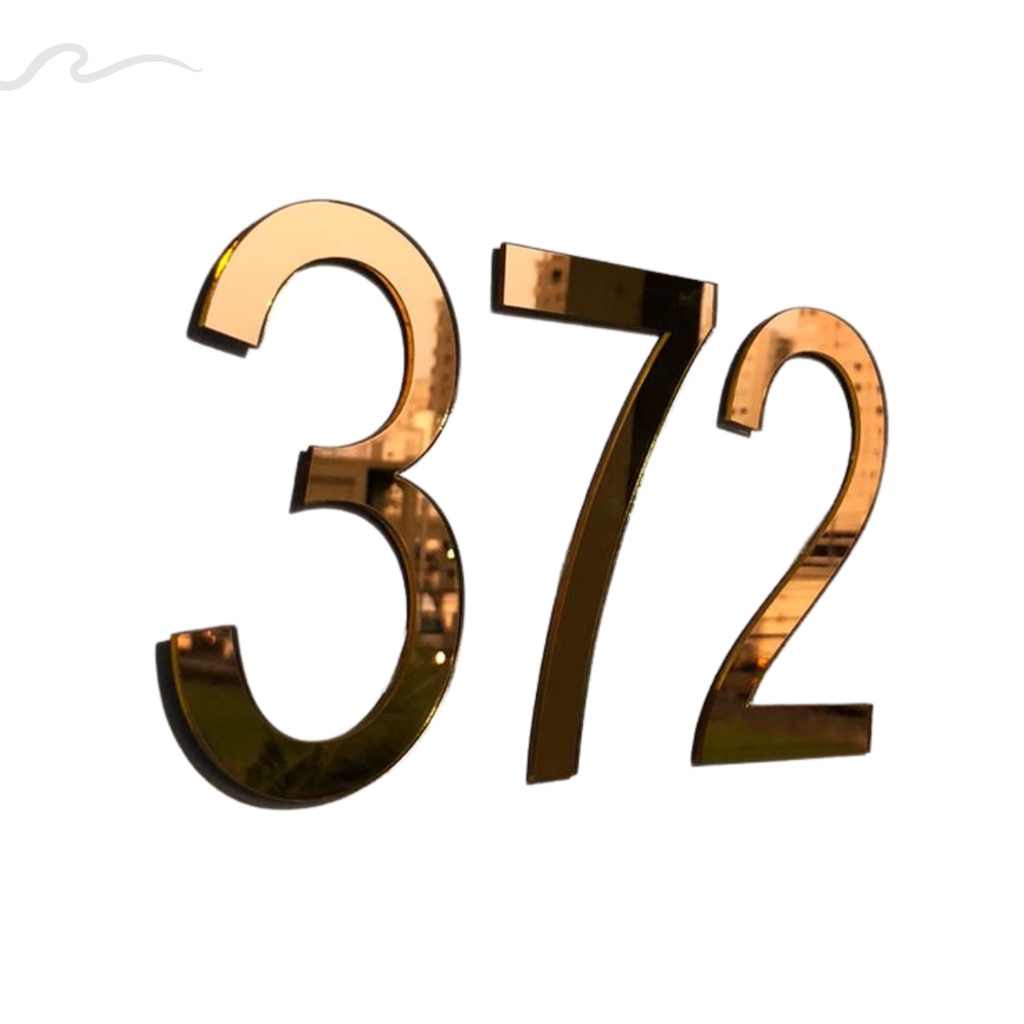 Kit 3 Números Residencial Casa Em Acrílico Espelhado Dourado