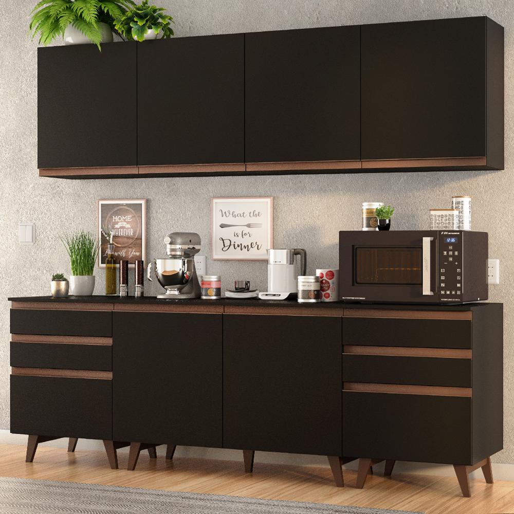 Cozinha Completa Madesa Reims 240002 com Armário e Balcão - Preto em Oferta na Shopee