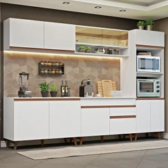 Cozinha Completa com Armário e Balcão Branco Madesa Reims 310002