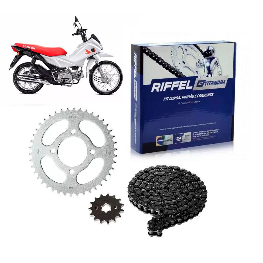 Kit Relação Transmissão Riffel Honda POP 100 2007 até 2015 em Oferta na Shopee