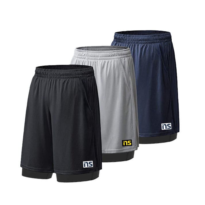 Kit 3 Shorts Bermuda Dry Fit Academia Fitness Duplo 2 Em 1