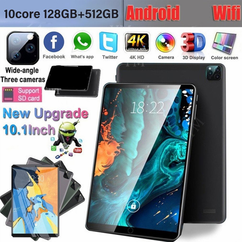 tablet 12 + 512GB 10.1 Polegadas Tela Grande PC Android Dual SIM Card WIFI Curso Online