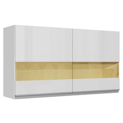Armário De Cozinha Aéreo 100% MDF 120 cm Vidro Reflex Portas Branco Brilho Acordes Madesa