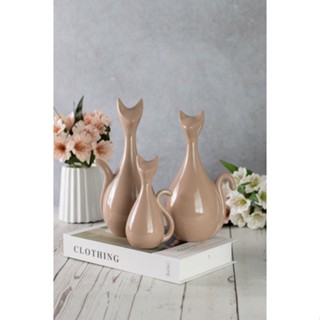 VASO DECORATIVO CERÂMICA ESTATUETA FAMILIA GATO C/ 3 DECORAÇÃO PARA CASA em Oferta na Shopee