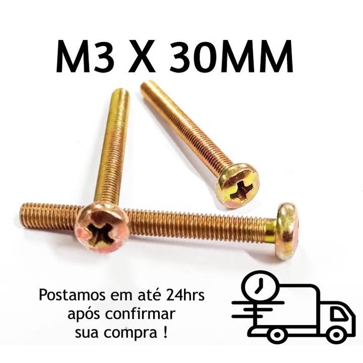 10 Peças Parafuso Máquina Cabeça Panela Phillips M3 x 30mm