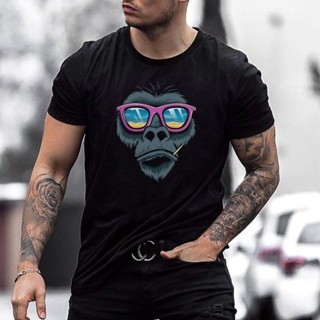 Camiseta Masculina Algodão 30.1 Estampada Macaco Camisa Masculina