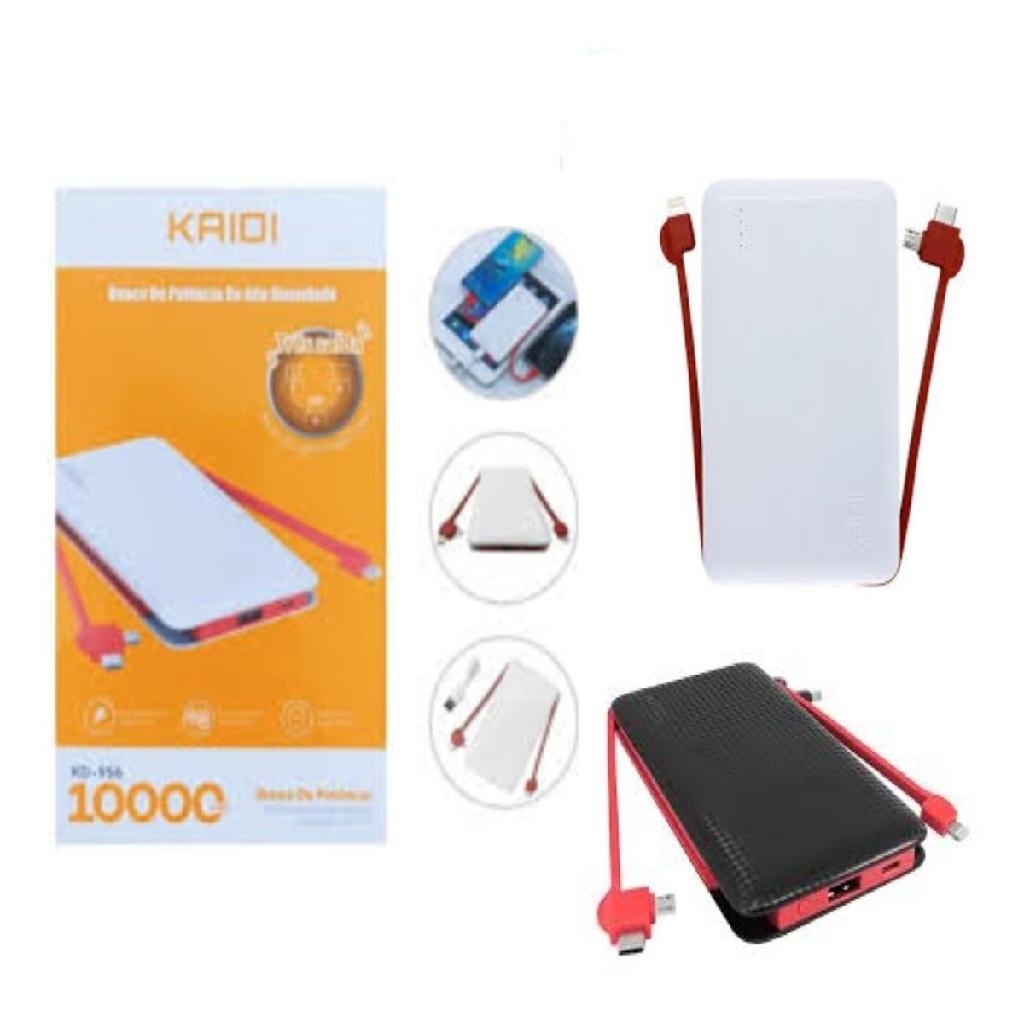 2 Carregadores Portáteis Kaidi Kd-956 10000mah Três Saídas
