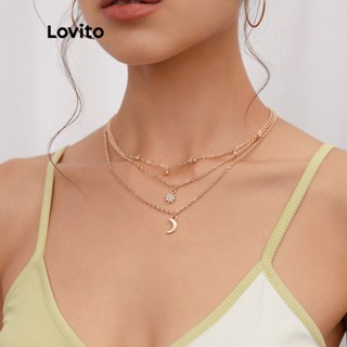 Lovito Colar Casual com Camadas em Camadas L004006 (Ouro)