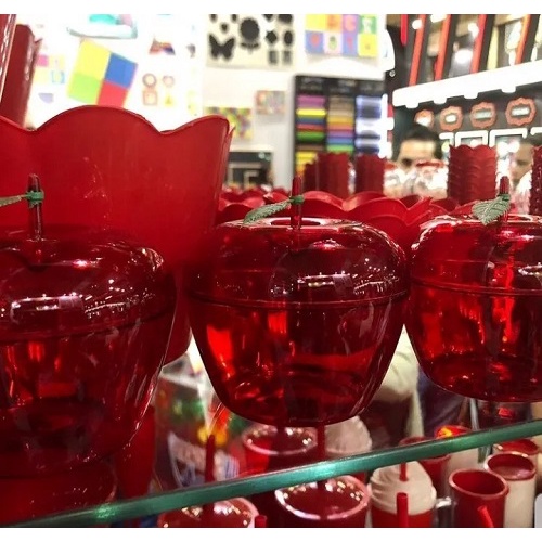 6 Maçãs Médias Acrílico  Vermelhas Branca De Neve Baleiro 8 X 7,5cm em Oferta na Shopee