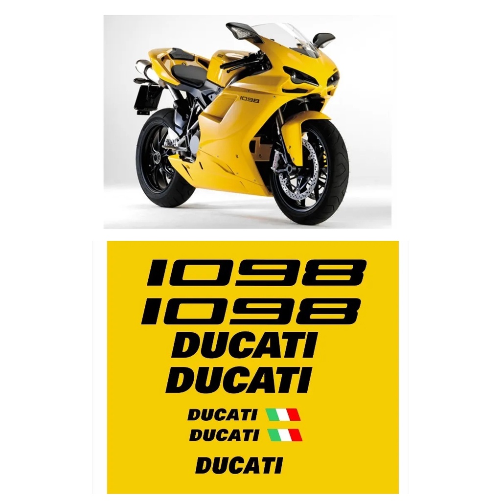 Kit Adesivos Compatível Ducati 1098 Moto Amarela R465