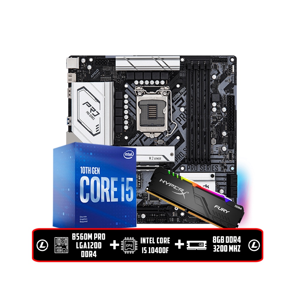 Kit upgrade intel i5 10400f asrock b560m pro 4 rgb 8gb ddr4 3200mhz