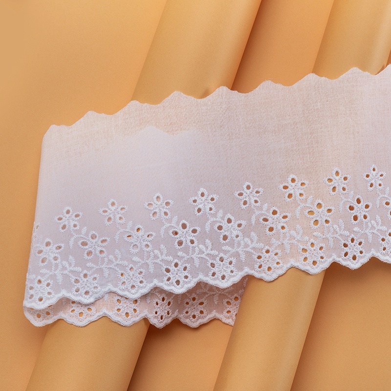 Bordado Inglês Branco 100% Algodão BA-025 - Larg. 11cm x 1mt em Oferta na Shopee