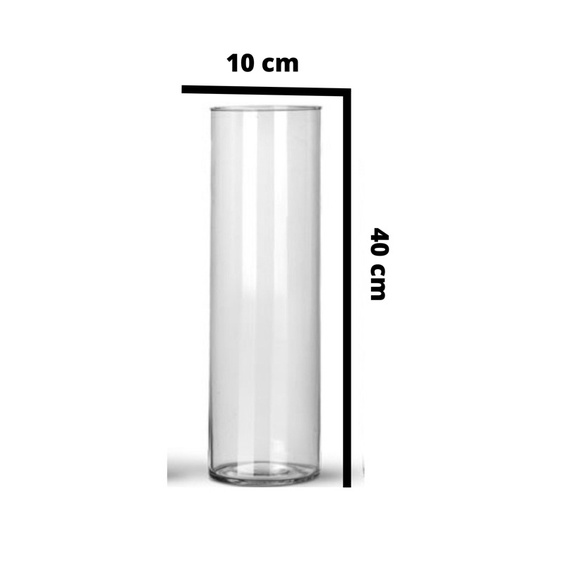 Tubo De Vidro Cilíndrico 40x10 Cm, Vaso Decorativo De Vidro. Mesa , Natal Castiçal