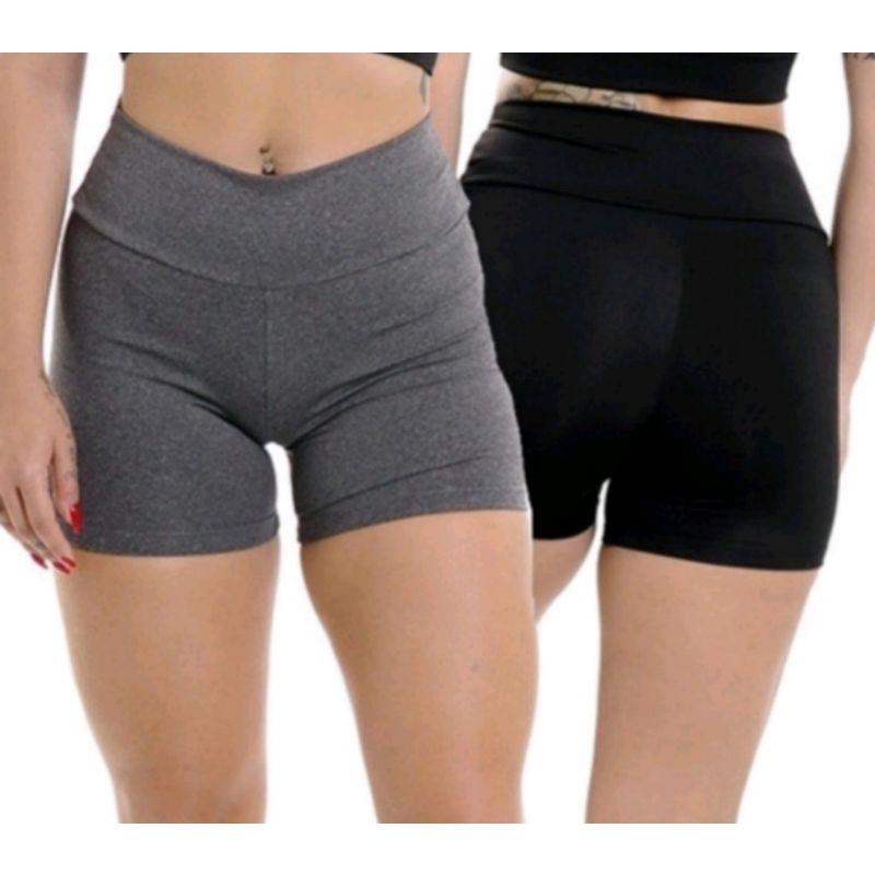 Kit 2 Shorts Zero transparência Fitness Suplex Casual  Academia Treino Caminhada