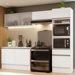 Armário de Cozinha Completa 260cm Branco Topazio Madesa 01