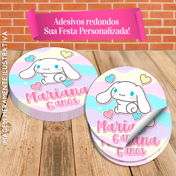 Adesivos Redondos Personalizados Cinnamoroll