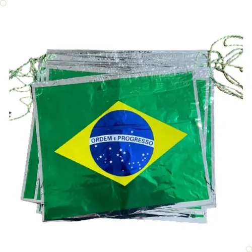 Varal 10 Metros Bandeiras Do Brasil 32x42cm Copa Do Mundo