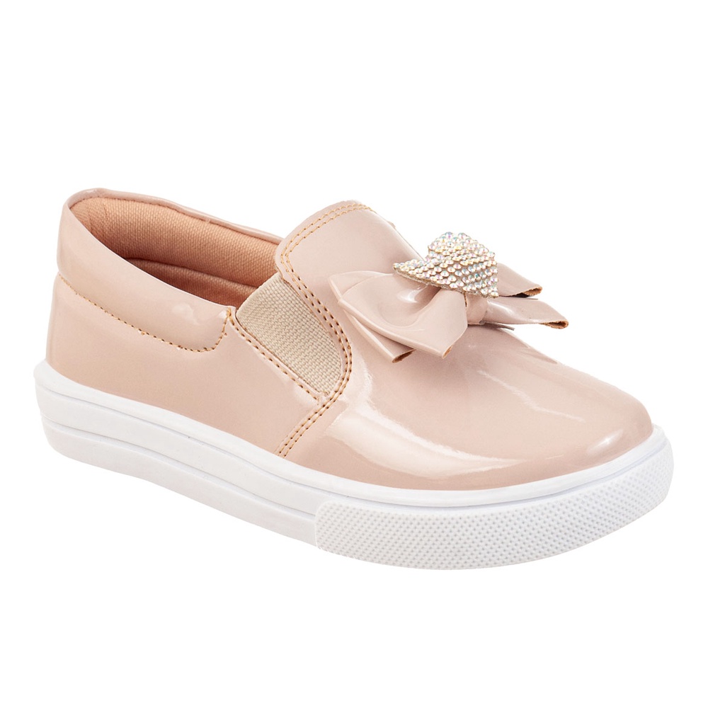 Tênis Casual Infantil Feminino Iate Slip-on Menina Laço Brilho Strass Confortável Moda Atual Blogueira Calce Fácil em Oferta na Shopee