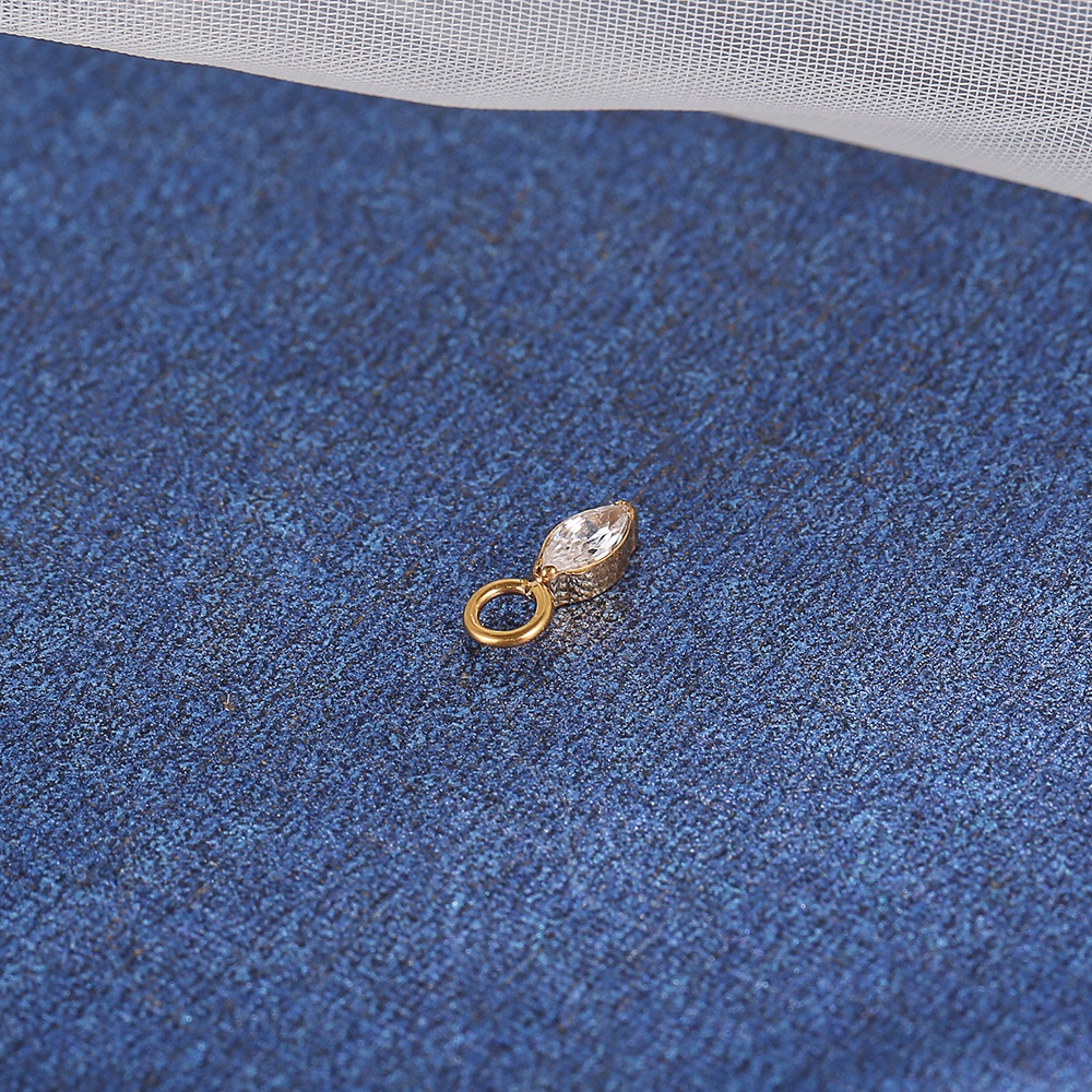 Pingente Para Piercing Titânio Losango Zircônia Cravejada