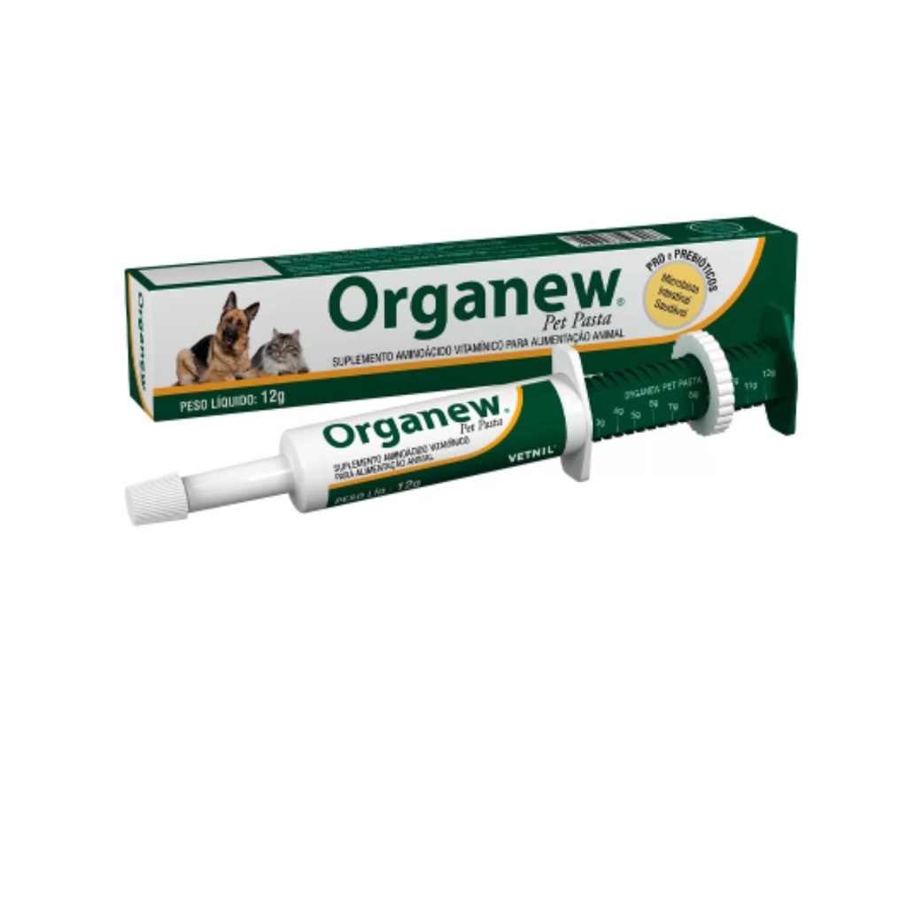 Organew Pet Pasta 12g VETNIL Suplemento Vitamínico prebiótico e probiótico contra diarréias doenças intestinais - Pets