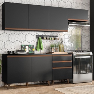 Cozinha Completa Madesa Reims 250002 com Armário e Balcão - Preto em Oferta na Shopee