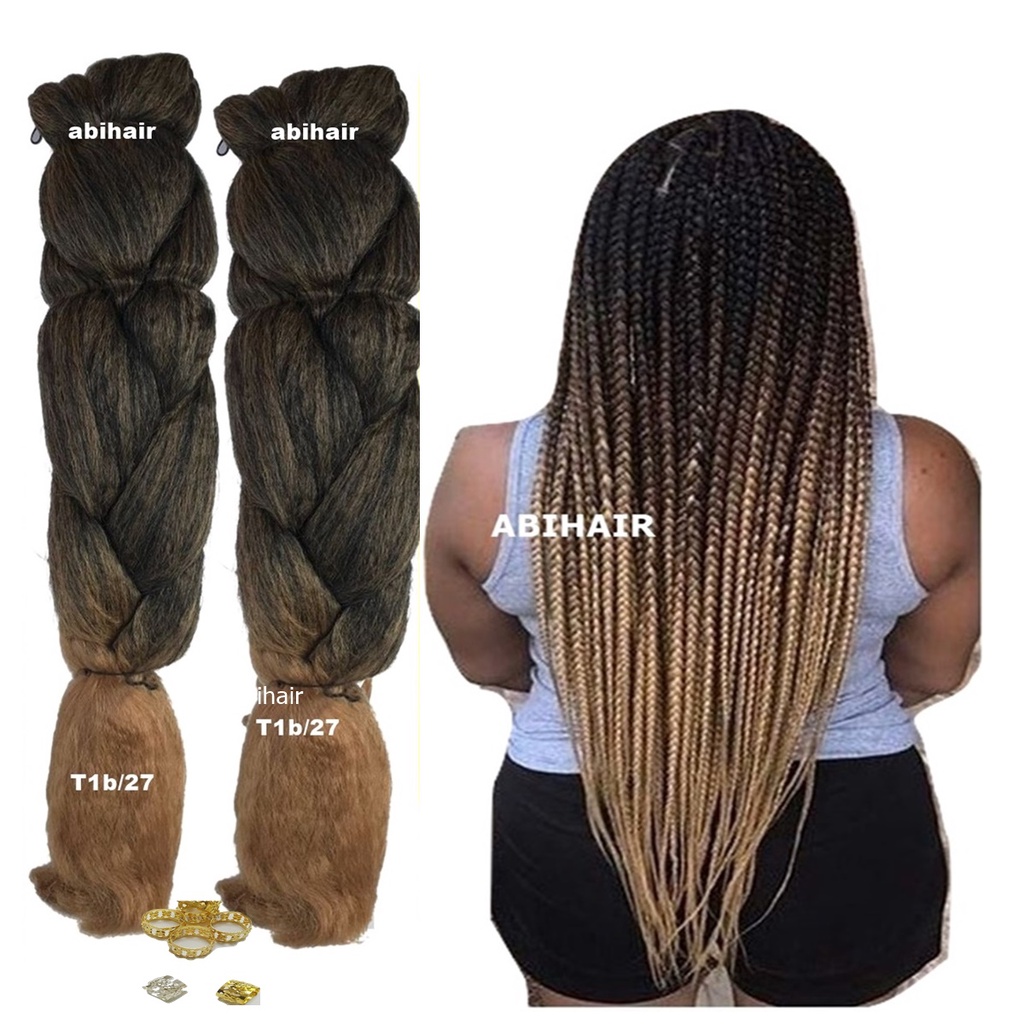 02 super Jumbo Box Braids 399g Cor T1B/27 + ANEL DREAD Shopee Brasil