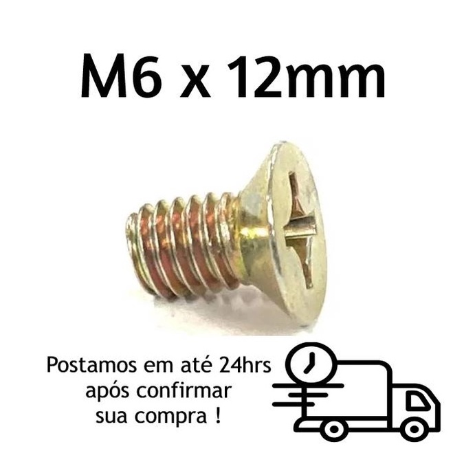 Parafuso Chato Phillips M6 X 12mm Bicromatizado