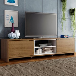 Rack para TV até 75 Polegadas Madesa Metz 180 cm 2 portas - Rustic/Branco em Oferta na Shopee