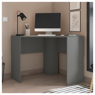 Mesa De Canto Em L Para Escritório Cinza Cubic Caemmun